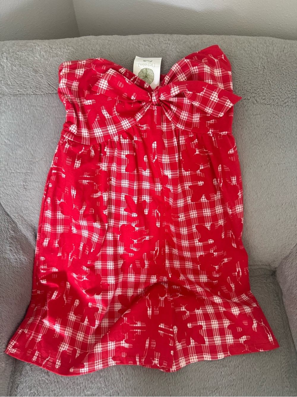 Kiele Red Plaid Strapless